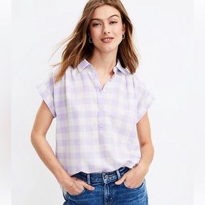 NWT Light purple/cream gingham top